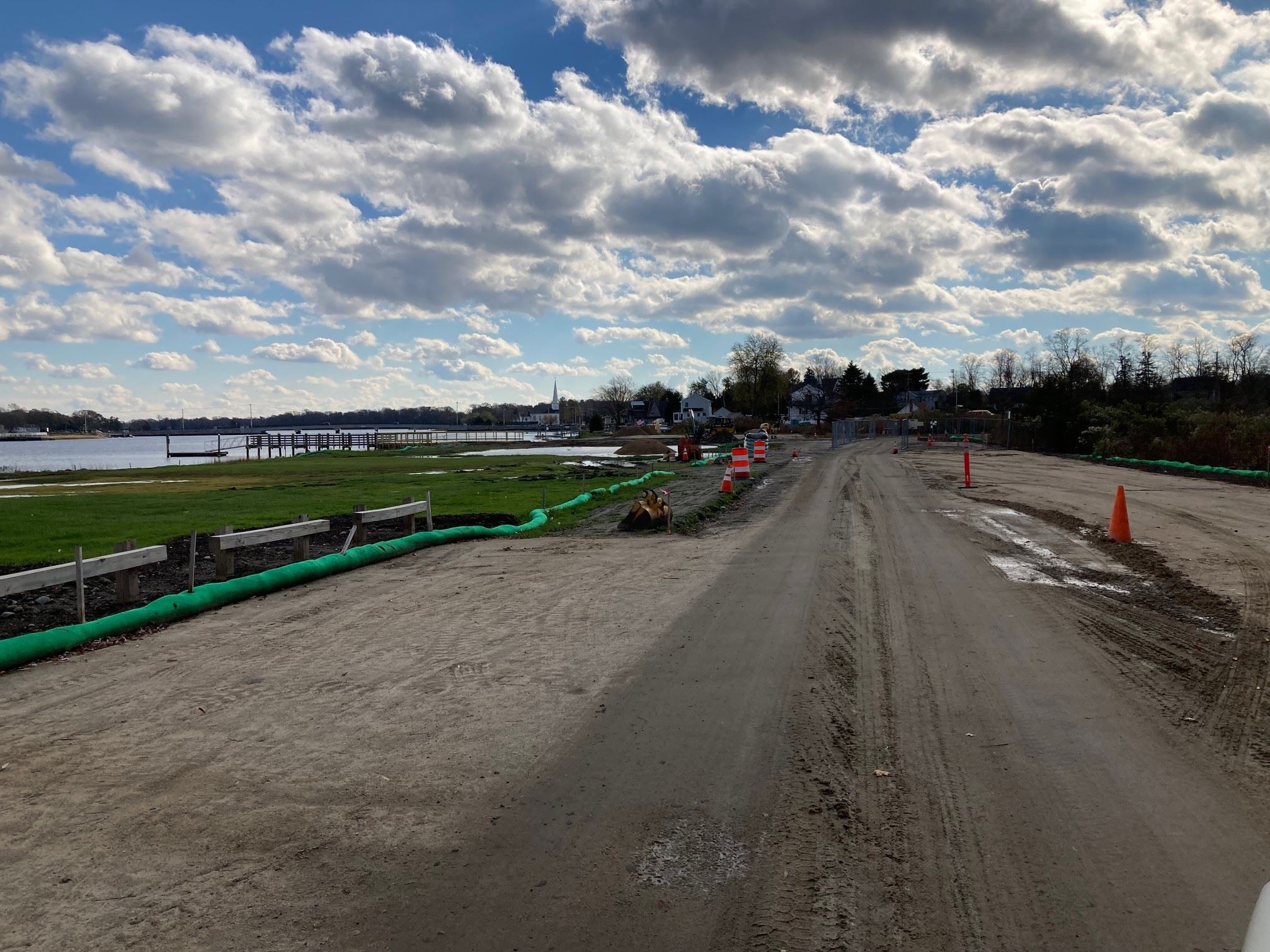 The road and walkway under construction at Walker Farm.